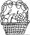 Lamina para colorear Dibujos de Frutas. Canastillas de fruta